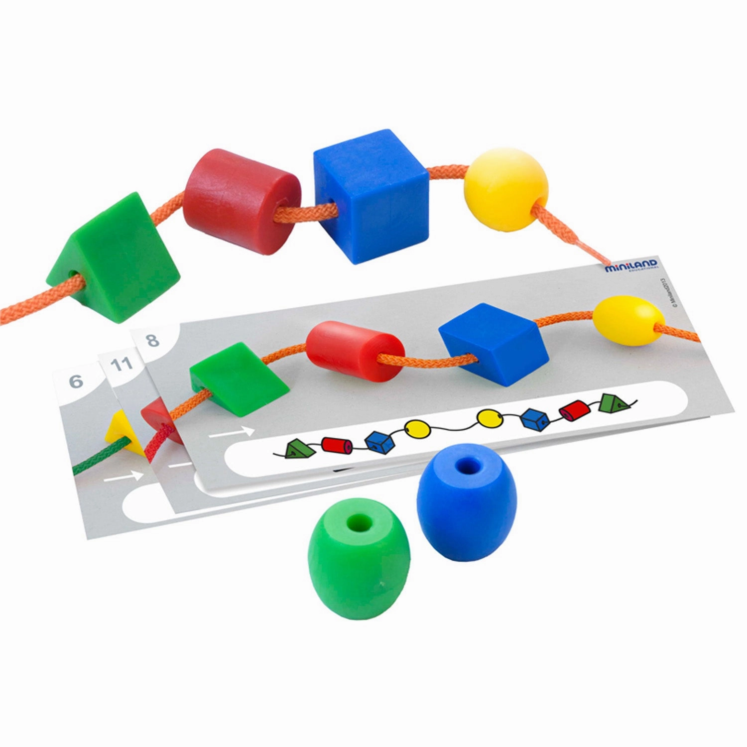 Miniland Educational Activity Shapes - Giant Beads and Laces Set - Learning Toy