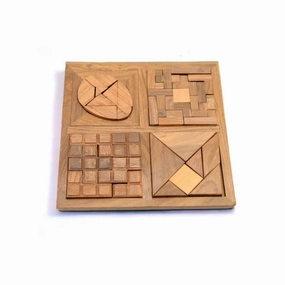 Mittimate 4-in-1 Wooden Puzzle Tray  Brain-Boosting Challenge for Kids (6 ) | Unique Multi-Pattern Puzzle Set