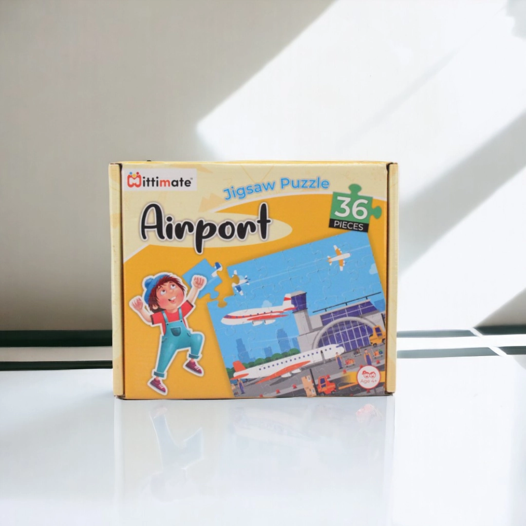 Mittimate Airport Jigsaw Puzzle  36-Piece Cardboard Puzzle for Kids (Ages 4-6) | Fun, Learning & Perfect Birthday Gift