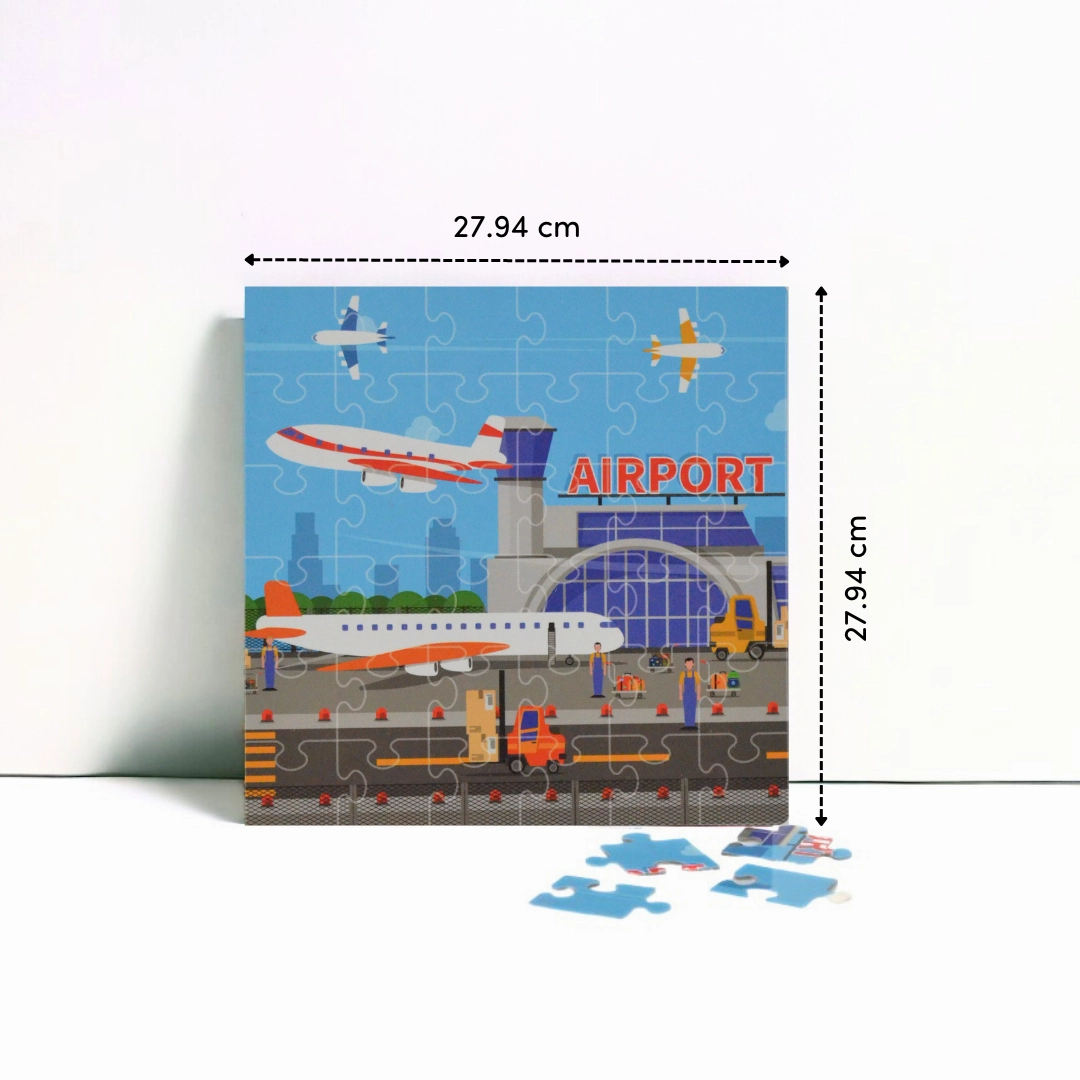 Mittimate Airport Jigsaw Puzzle  36-Piece Cardboard Puzzle for Kids (Ages 4-6) | Fun, Learning & Perfect Birthday Gift