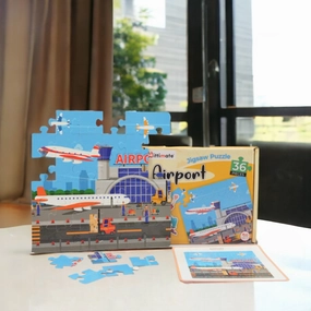 Mittimate Airport Jigsaw Puzzle  36-Piece Cardboard Puzzle for Kids (Ages 4-6) | Fun, Learning & Perfect Birthday Gift