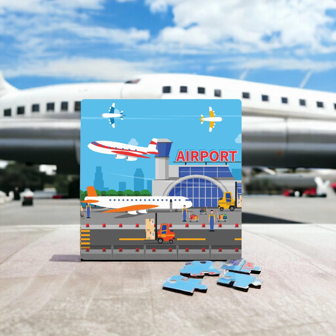 Mittimate Airport Jigsaw Puzzle  36-Piece Cardboard Puzzle for Kids (Ages 4-6) | Fun, Learning & Perfect Birthday Gift