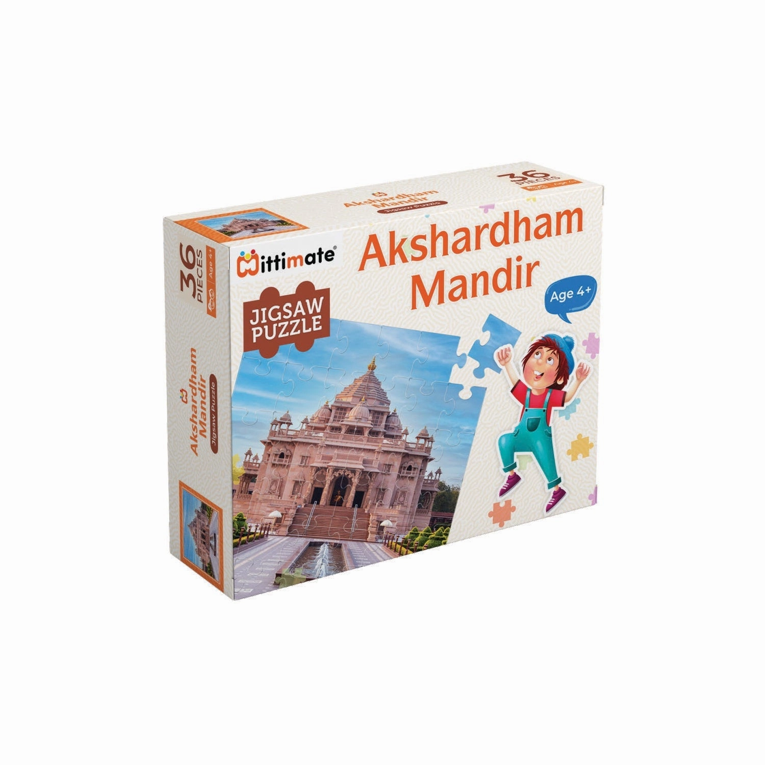 Mittimate Akshardham Mandir Jigsaw Puzzle  36-Piece Cardboard Puzzle for Kids (Ages 4-6) | Fun, Learning & Perfect Birthday Gift