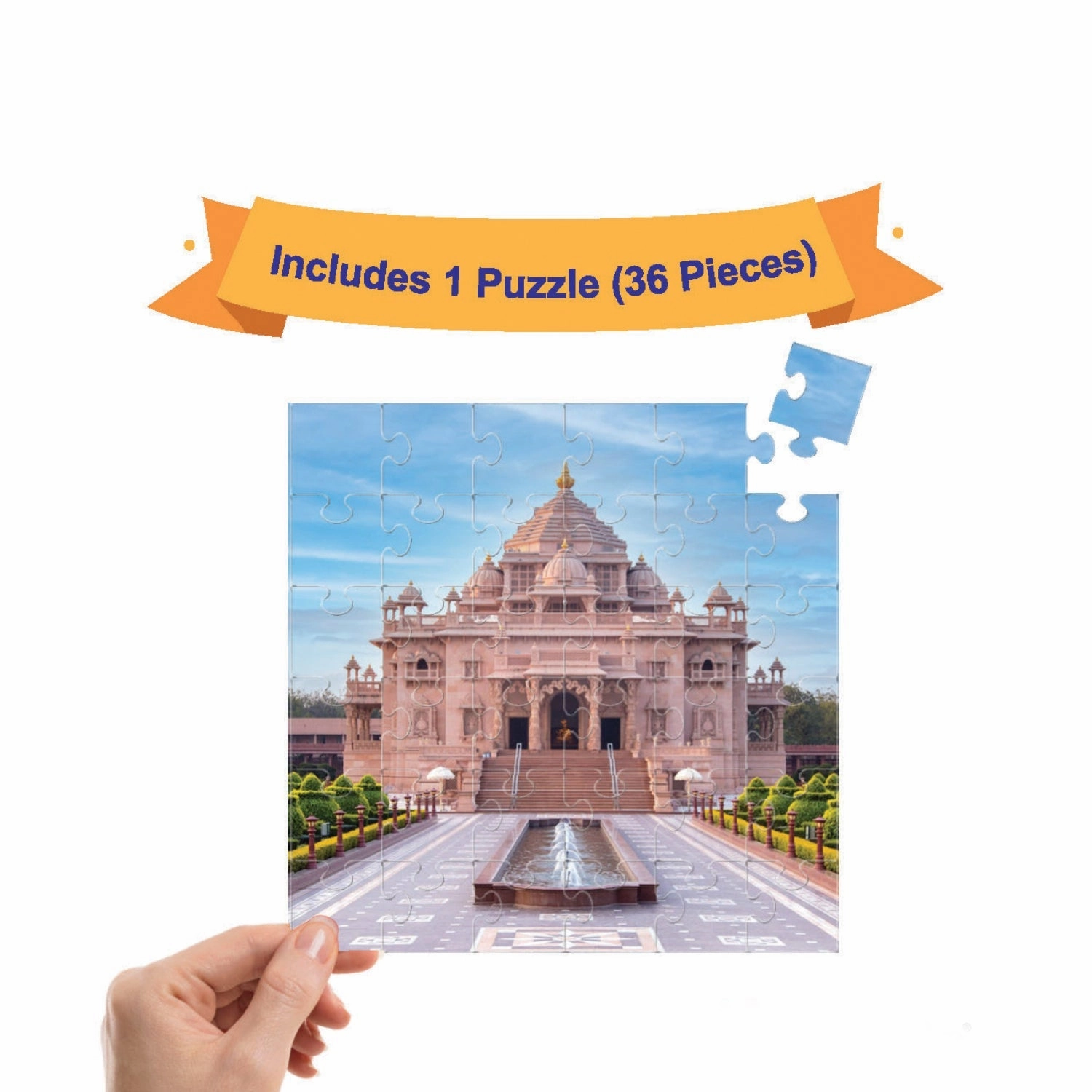 Mittimate Akshardham Mandir Jigsaw Puzzle  36-Piece Cardboard Puzzle for Kids (Ages 4-6) | Fun, Learning & Perfect Birthday Gift