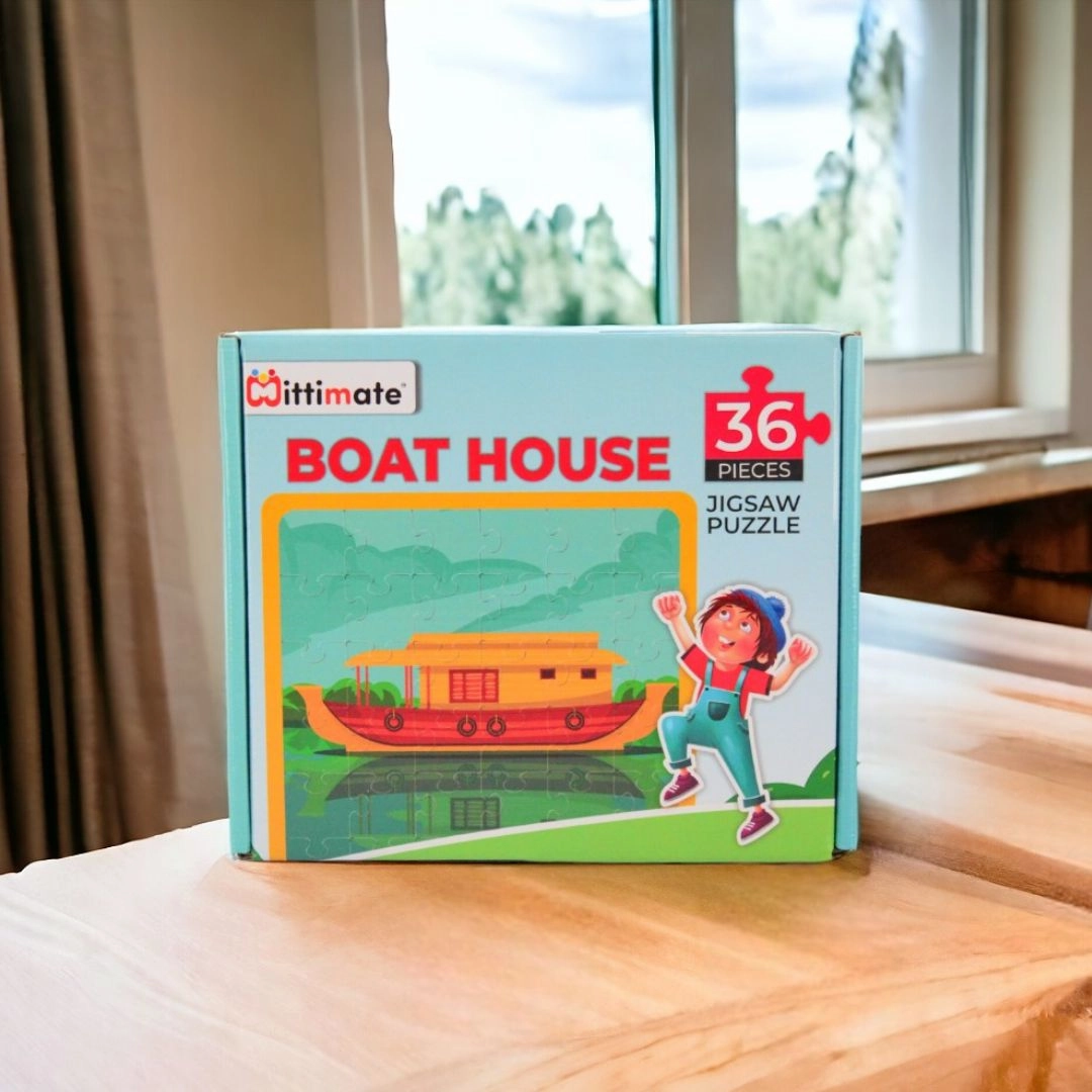 Mittimate Boat House Jigsaw Puzzle  36-Piece Cardboard Puzzle for Kids (Ages 4-6) | Fun, Learning & Perfect Birthday Gift