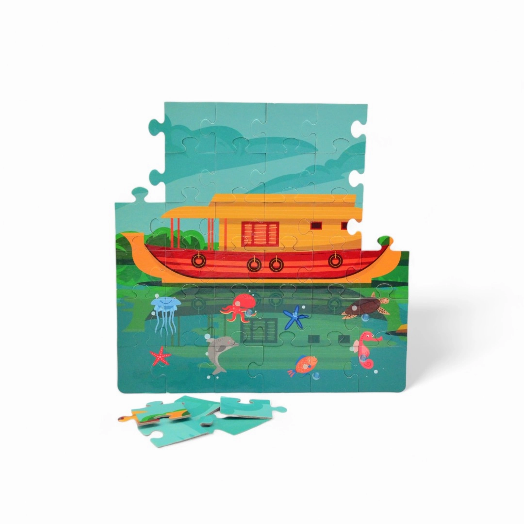 Mittimate Boat House Jigsaw Puzzle  36-Piece Cardboard Puzzle for Kids (Ages 4-6) | Fun, Learning & Perfect Birthday Gift