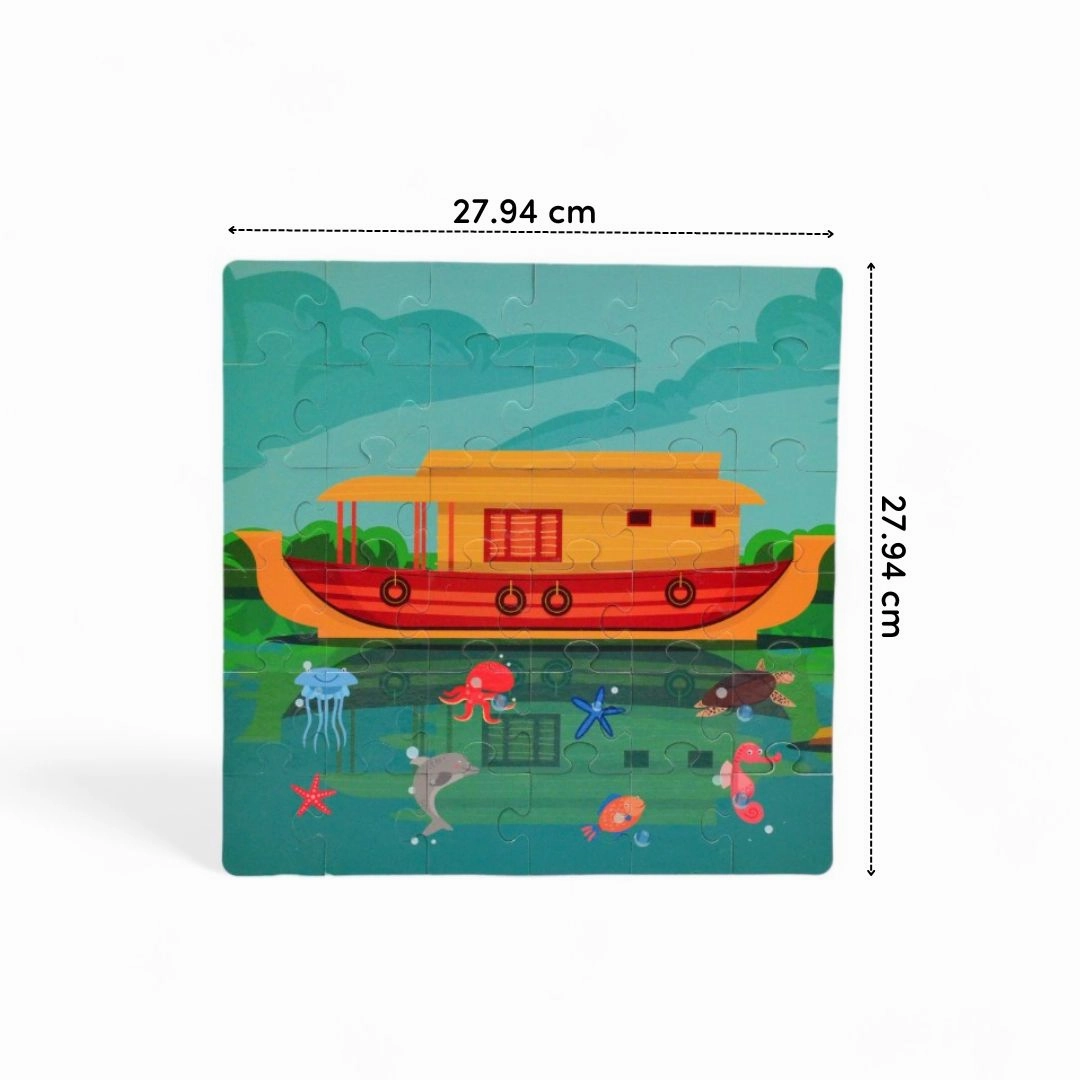 Mittimate Boat House Jigsaw Puzzle  36-Piece Cardboard Puzzle for Kids (Ages 4-6) | Fun, Learning & Perfect Birthday Gift