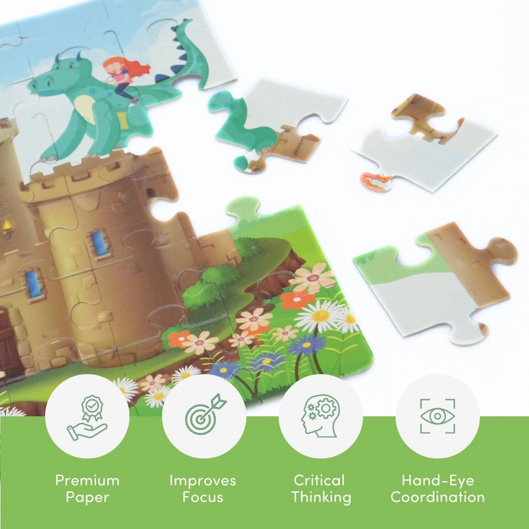 Mittimate Castle Jigsaw Puzzle  36-Piece Cardboard Puzzle for Kids (Ages 4-6) | Fun, Learning & Perfect Birthday Gift