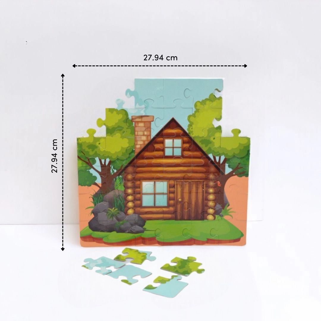 Mittimate Cottage House Jigsaw Puzzle  36-Piece Cardboard Puzzle for Kids (Ages 4-6) | Fun, Learning & Perfect Birthday Gift