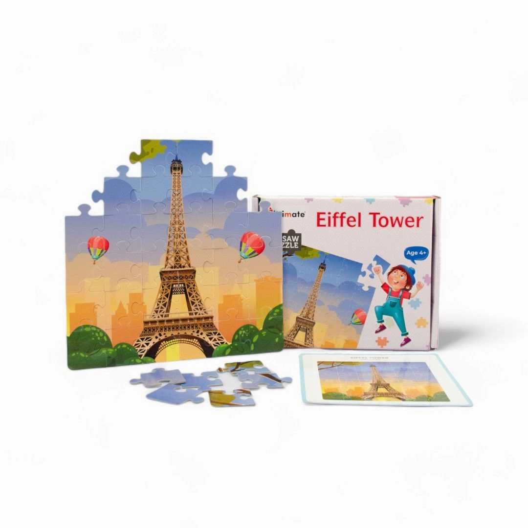 Mittimate Eiffel Tower Jigsaw Puzzle  36-Piece Cardboard Puzzle for Kids (Ages 4-6) | Fun, Learning & Perfect Birthday Gift