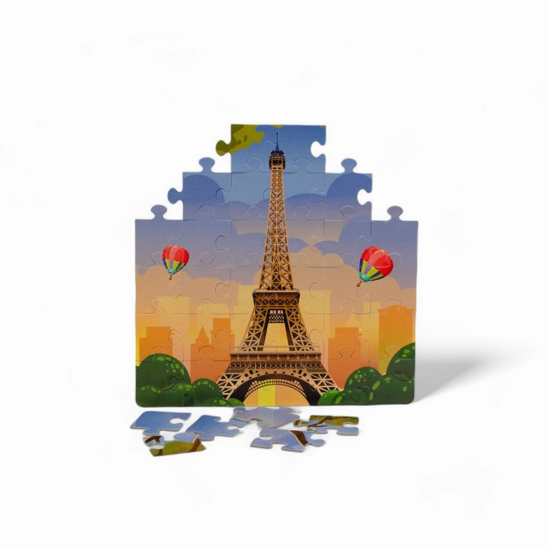 Mittimate Eiffel Tower Jigsaw Puzzle  36-Piece Cardboard Puzzle for Kids (Ages 4-6) | Fun, Learning & Perfect Birthday Gift