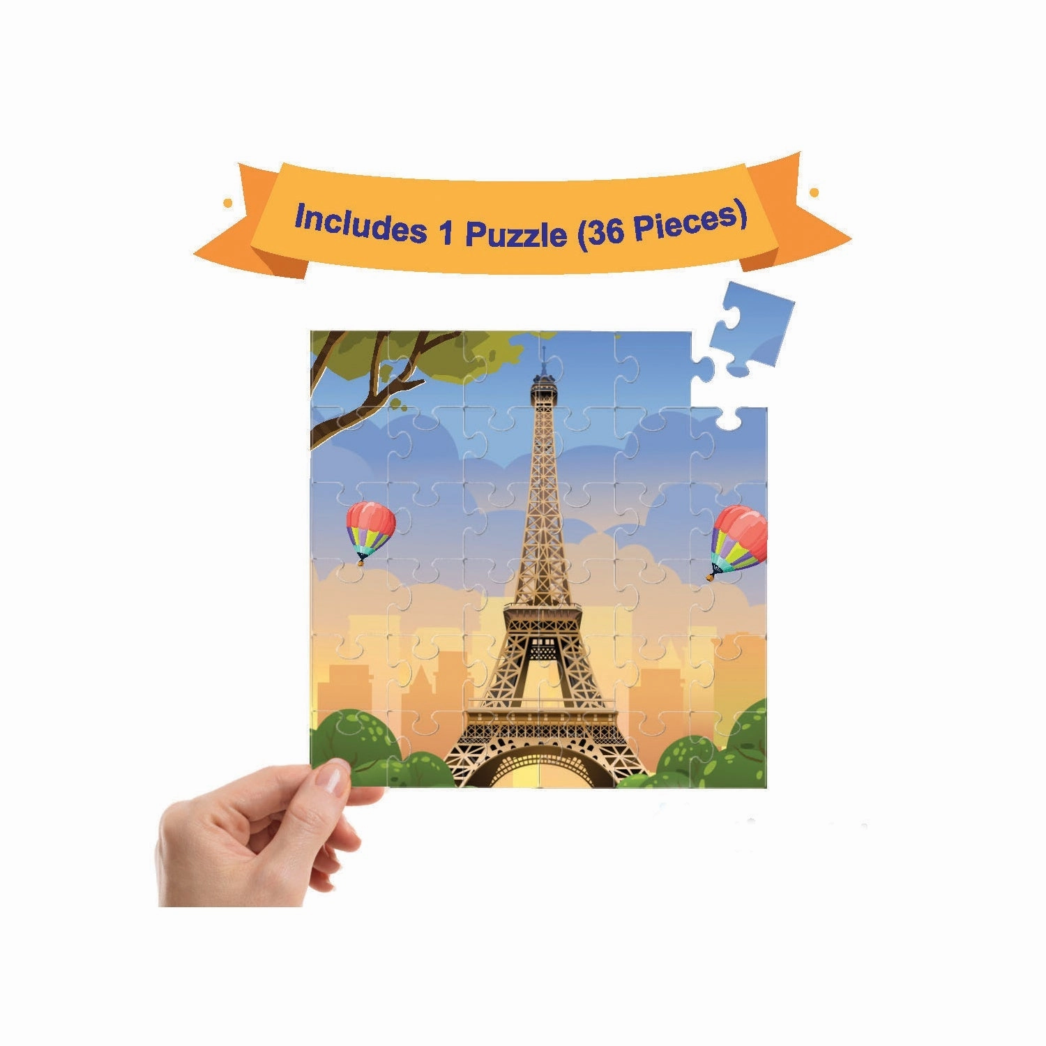Mittimate Eiffel Tower Jigsaw Puzzle  36-Piece Cardboard Puzzle for Kids (Ages 4-6) | Fun, Learning & Perfect Birthday Gift