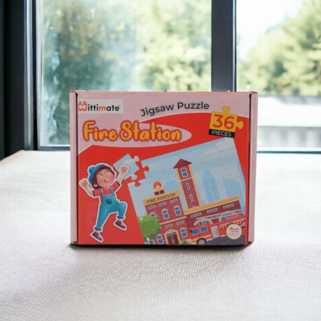 Mittimate Fire Station Jigsaw Puzzle  36-Piece Cardboard Puzzle for Kids (Ages 4-6) | Fun, Learning & Perfect Birthday Gift