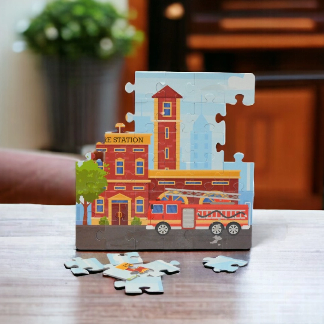 Mittimate Fire Station Jigsaw Puzzle  36-Piece Cardboard Puzzle for Kids (Ages 4-6) | Fun, Learning & Perfect Birthday Gift
