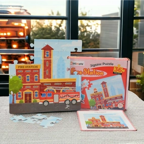 Mittimate Fire Station Jigsaw Puzzle  36-Piece Cardboard Puzzle for Kids (Ages 4-6) | Fun, Learning & Perfect Birthday Gift