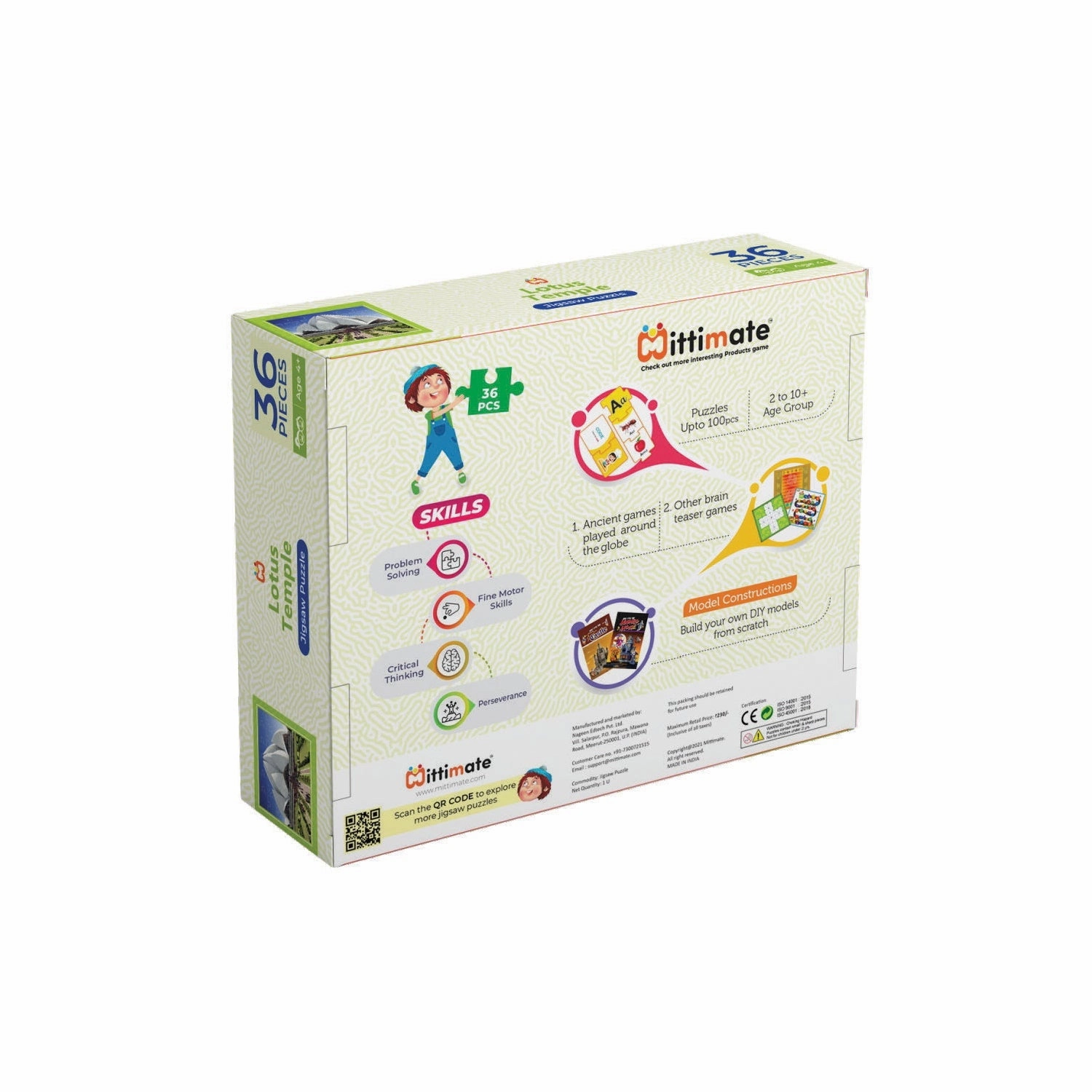 Mittimate Lotus Temple Jigsaw Puzzle  36-Piece Cardboard Puzzle for Kids (Ages 4-6) | Fun, Learning & Perfect Birthday Gift