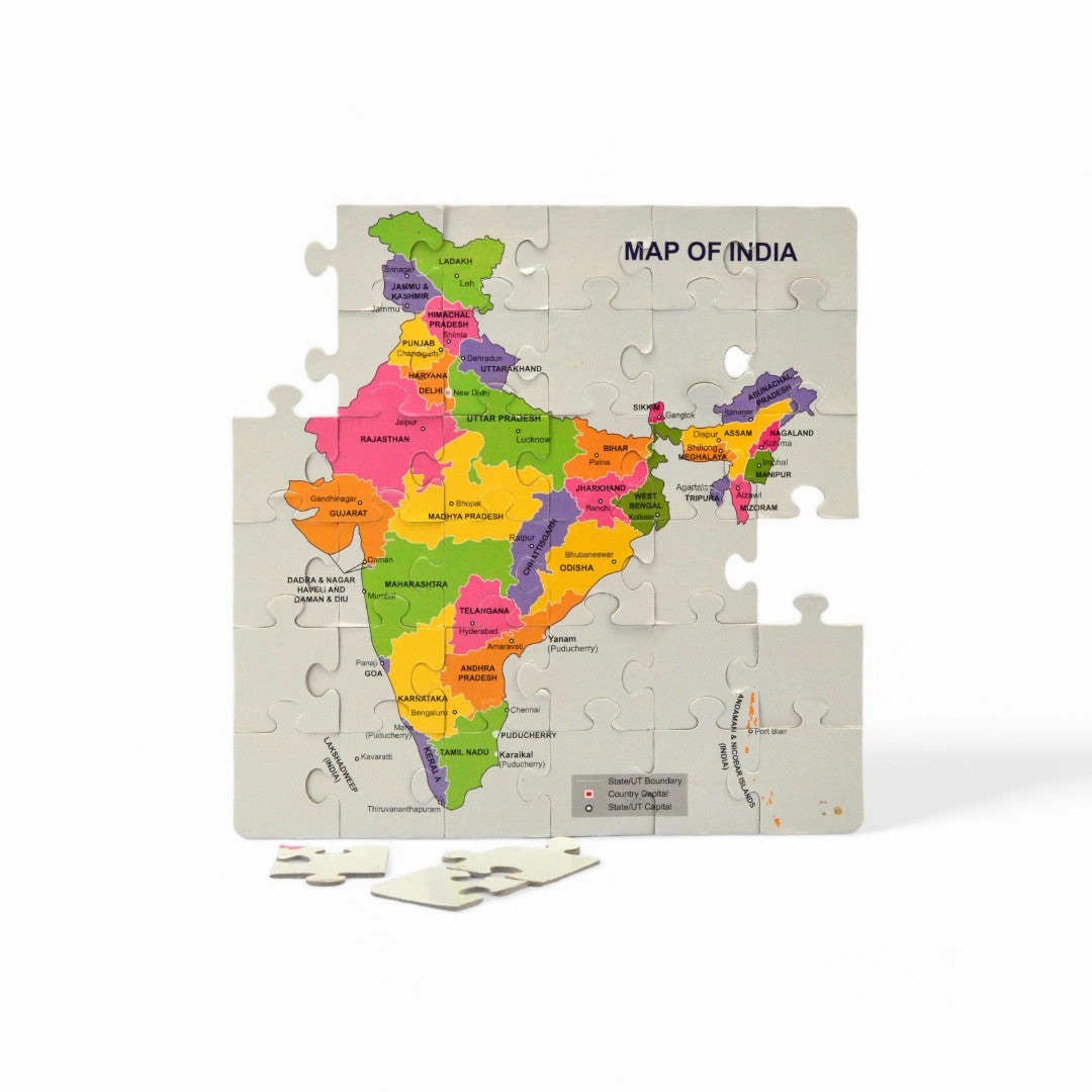 Mittimate Map of India Jigsaw Puzzle  36-Piece Cardboard Puzzle for Kids (Ages 4-6) | Fun, Learning & Perfect Birthday Gift
