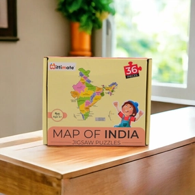 Mittimate Map of India Jigsaw Puzzle  36-Piece Cardboard Puzzle for Kids (Ages 4-6) | Fun, Learning & Perfect Birthday Gift