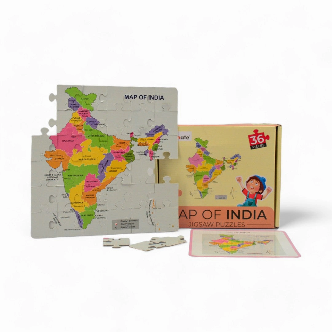 Mittimate Map of India Jigsaw Puzzle  36-Piece Cardboard Puzzle for Kids (Ages 4-6) | Fun, Learning & Perfect Birthday Gift