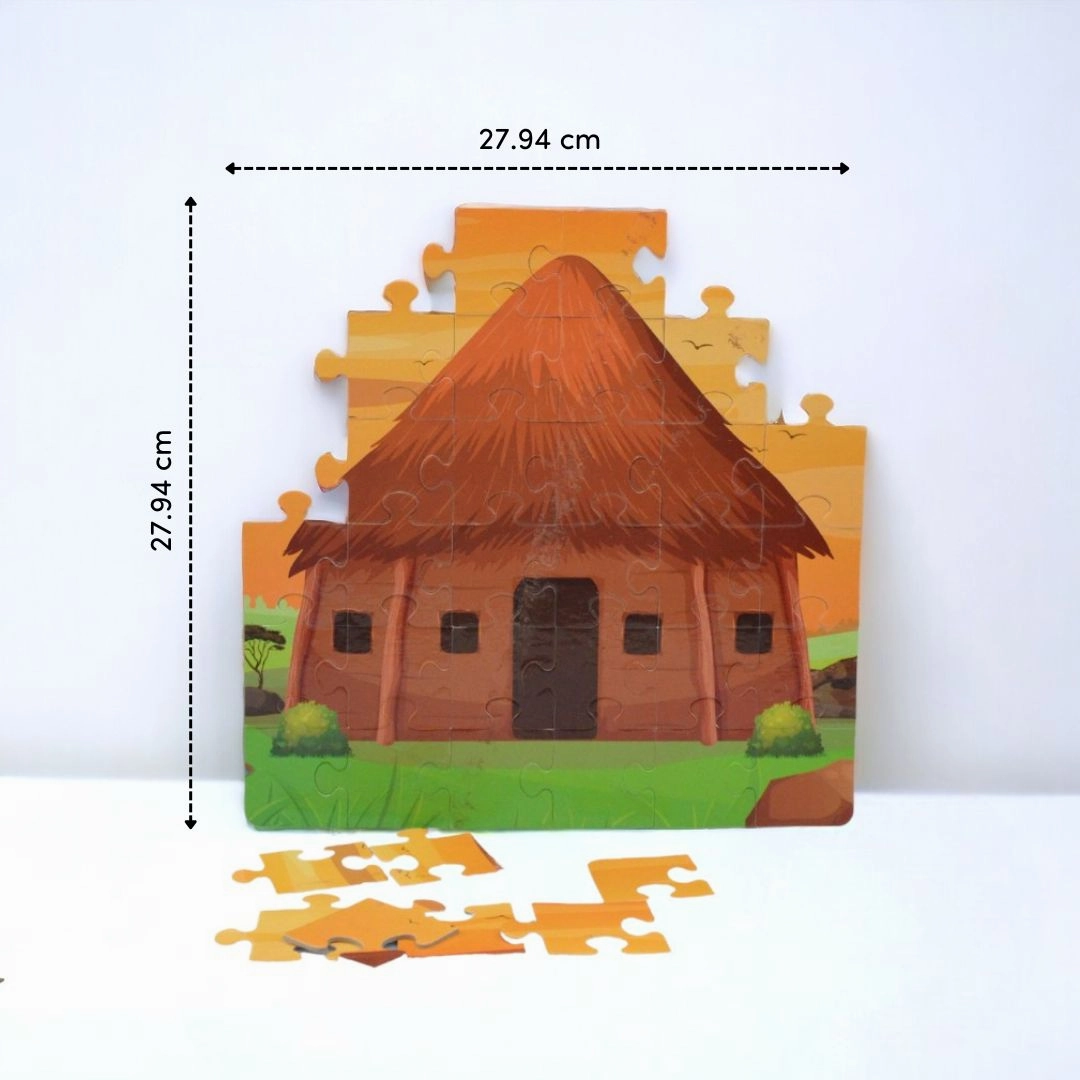 Mittimate Mud House Jigsaw Puzzle  36-Piece Cardboard Puzzle for Kids (Ages 4-6) | Fun, Learning & Perfect Birthday Gift