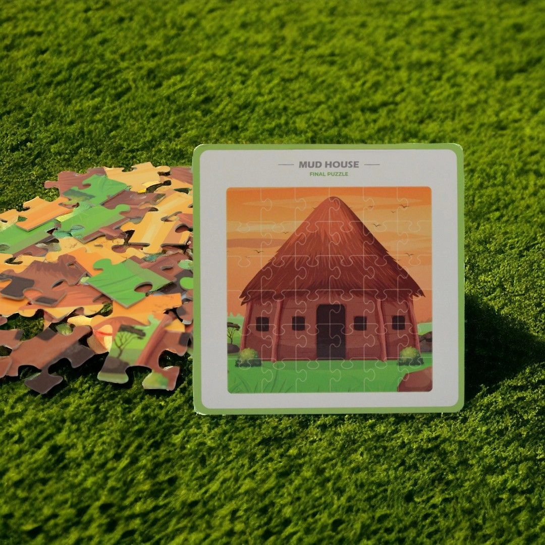 Mittimate Mud House Jigsaw Puzzle  36-Piece Cardboard Puzzle for Kids (Ages 4-6) | Fun, Learning & Perfect Birthday Gift