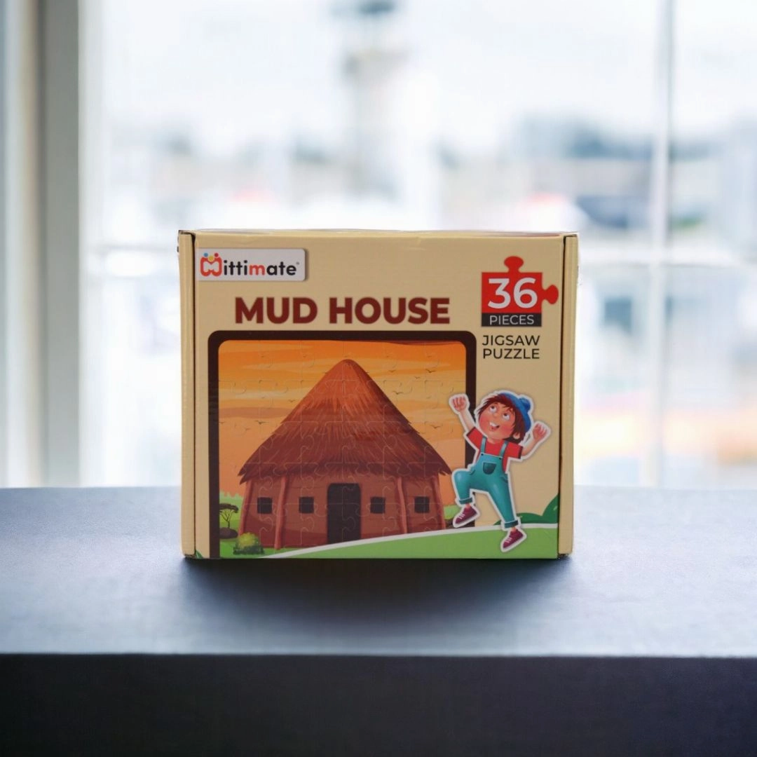 Mittimate Mud House Jigsaw Puzzle  36-Piece Cardboard Puzzle for Kids (Ages 4-6) | Fun, Learning & Perfect Birthday Gift