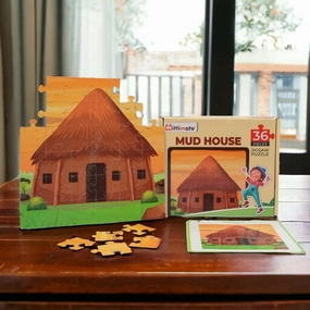 Mittimate Mud House Jigsaw Puzzle  36-Piece Cardboard Puzzle for Kids (Ages 4-6) | Fun, Learning & Perfect Birthday Gift