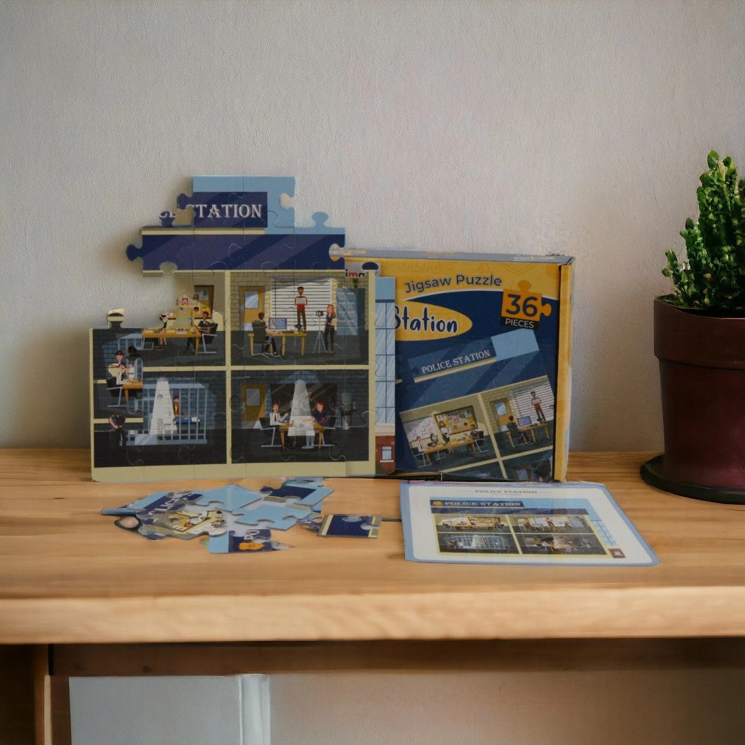 Mittimate Police Station Jigsaw Puzzle  36-Piece Cardboard Puzzle for Kids (Ages 4-6) | Fun, Learning & Perfect Birthday Gift