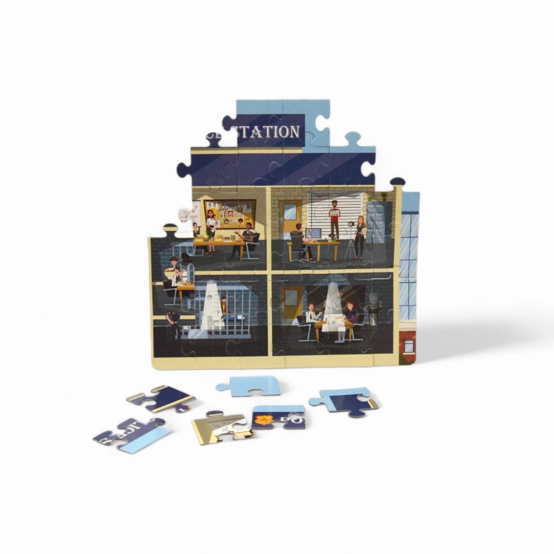 Mittimate Police Station Jigsaw Puzzle  36-Piece Cardboard Puzzle for Kids (Ages 4-6) | Fun, Learning & Perfect Birthday Gift
