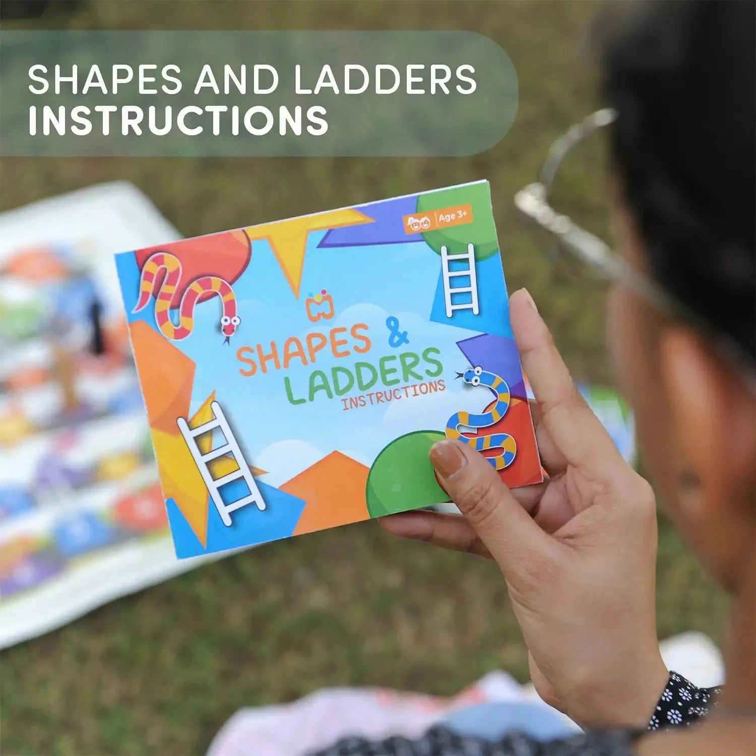 Mittimate Shapes and Ladders Board Game for Kids 6 Year Old I Snake & Ladder Themed 2 Player Board Game I Fun & Educational New Board Game for Children