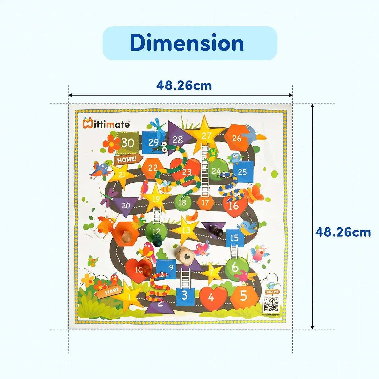 Mittimate Shapes and Ladders Board Game for Kids 6 Year Old I Snake & Ladder Themed 2 Player Board Game I Fun & Educational New Board Game for Children