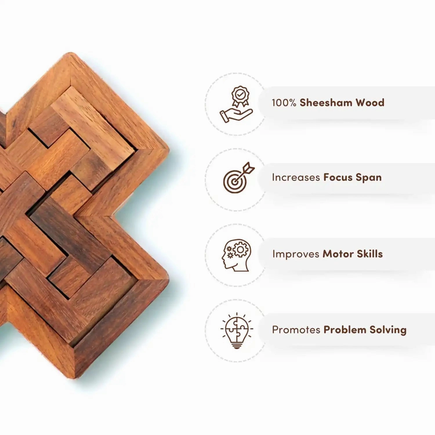 Mittimate Wooden Cross Pentomino Puzzle  Brain-Boosting Jigsaw Game for Kids (6-10 Years) | Fun & Educational Birthday Gift