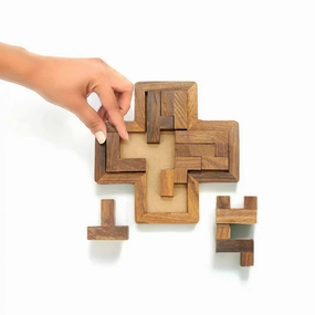 Mittimate Wooden Cross Pentomino Puzzle  Brain-Boosting Jigsaw Game for Kids (6-10 Years) | Fun & Educational Birthday Gift