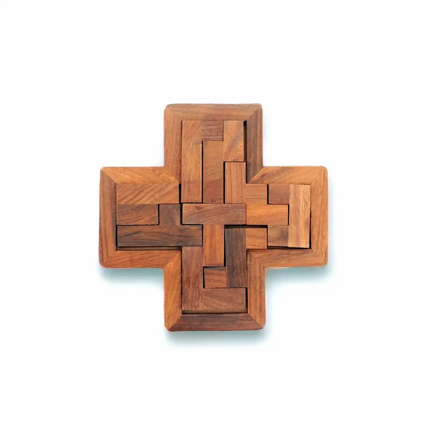 Mittimate Wooden Cross Pentomino Puzzle  Brain-Boosting Jigsaw Game for Kids (6-10 Years) | Fun & Educational Birthday Gift