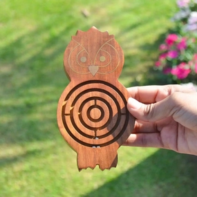 Mittimate Wooden Owl Maze & Labyrinth Puzzle  Engaging Bhool Bhulaiyaa Game for Kids | Indoor Brain Teaser & Fun Learning Activity
