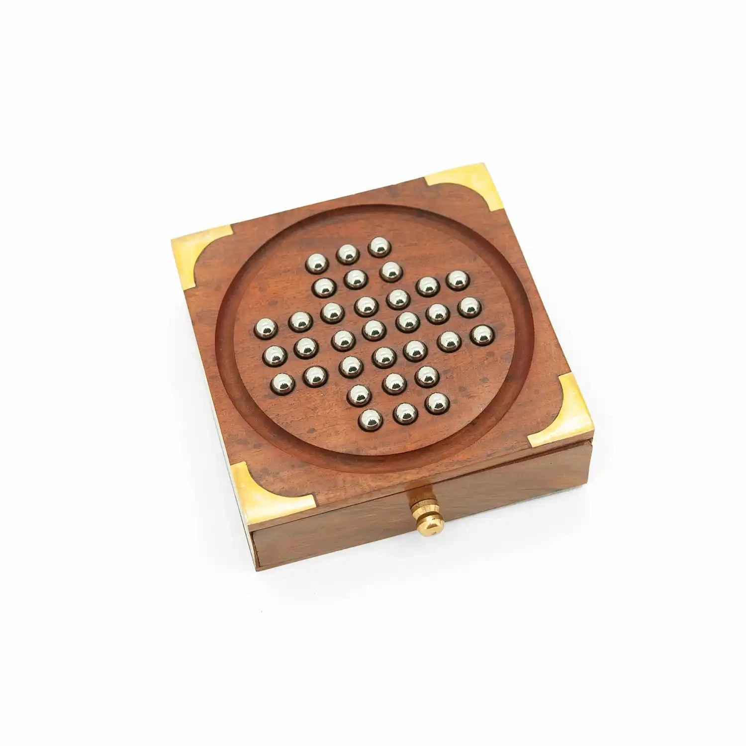 Mittimate Wooden Solitaire (Brain Vita)  Classic Brain Teaser Board Game | Mind-Challenging Solo Play for Kids (6 )