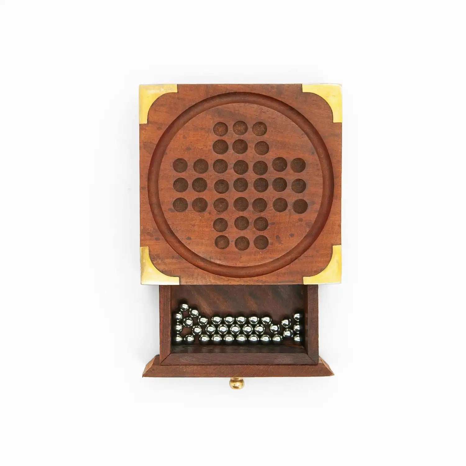 Mittimate Wooden Solitaire (Brain Vita)  Classic Brain Teaser Board Game | Mind-Challenging Solo Play for Kids (6 )