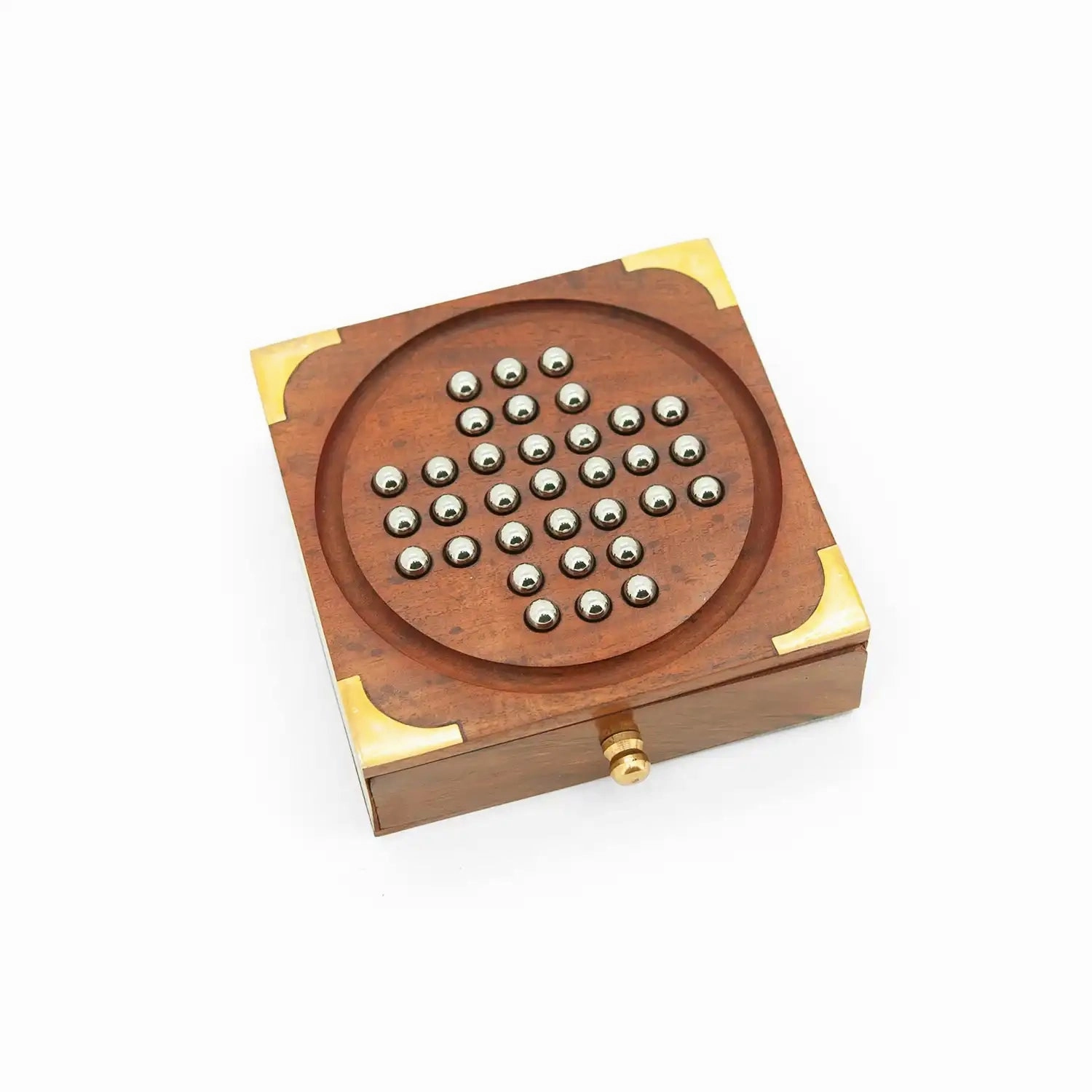 Mittimate Wooden Solitaire (Brain Vita)  Classic Brain Teaser Board Game | Mind-Challenging Solo Play for Kids (6 )