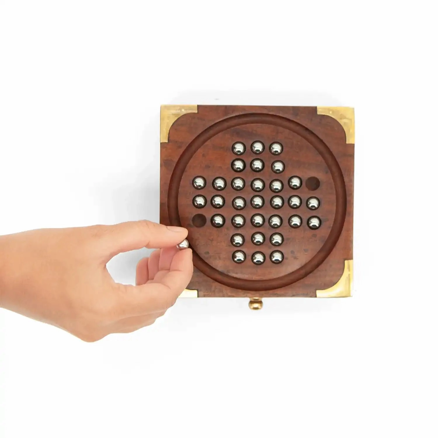 Mittimate Wooden Solitaire (Brain Vita)  Classic Brain Teaser Board Game | Mind-Challenging Solo Play for Kids (6 )