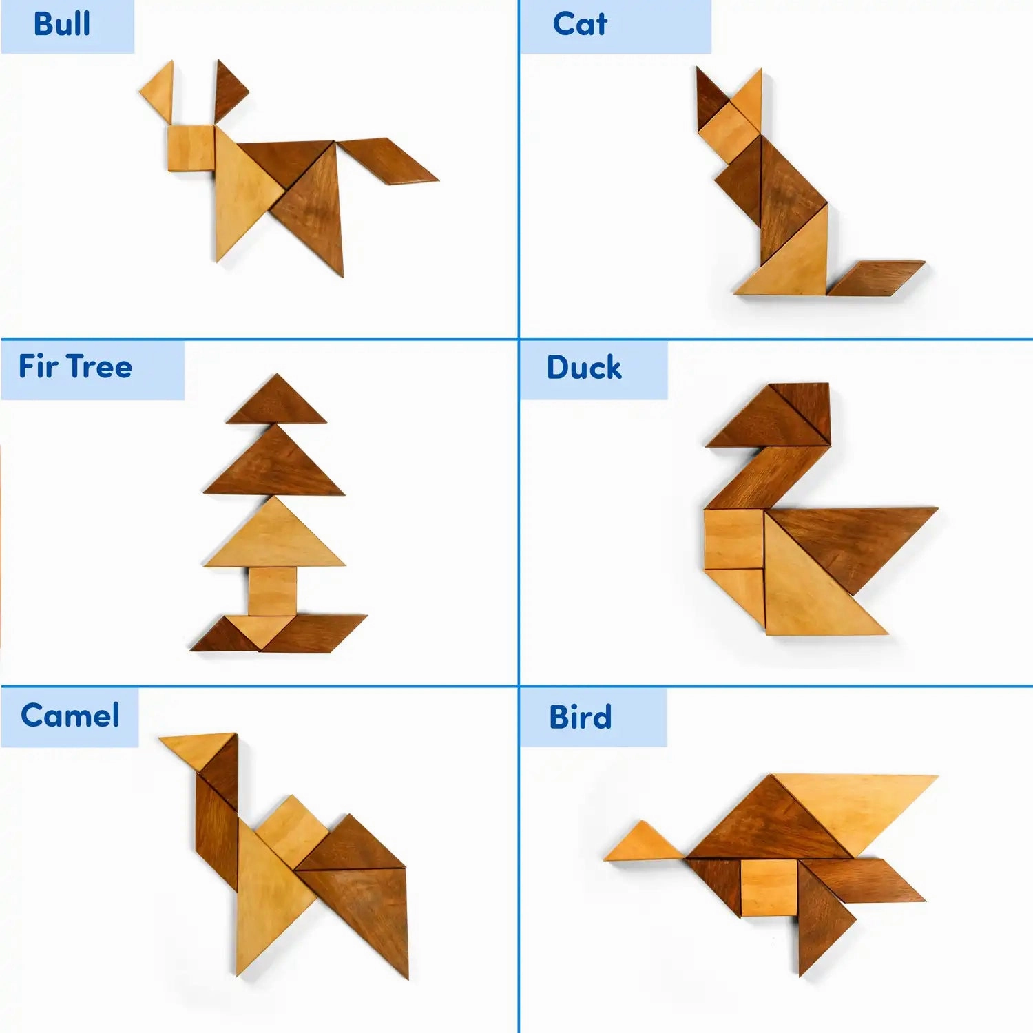 Mittimate Wooden Tangram Puzzle  Brain-Boosting Puzzle Game for Kids (6 ) | Fun, Learning & Perfect Gift Choice