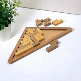 Mittimate Wooden Triangle Pentomino Puzzle  Brain-Boosting Game for Kids | Fun, Learning & Mind Development
