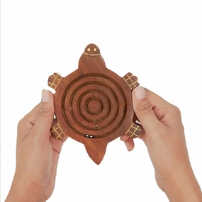 Mittimate Wooden Turtle Maze & Labyrinth Puzzle  Bhool Bhulaiyaa Board Game for Kids | Fun Indoor Brain Teaser & Activity Toy
