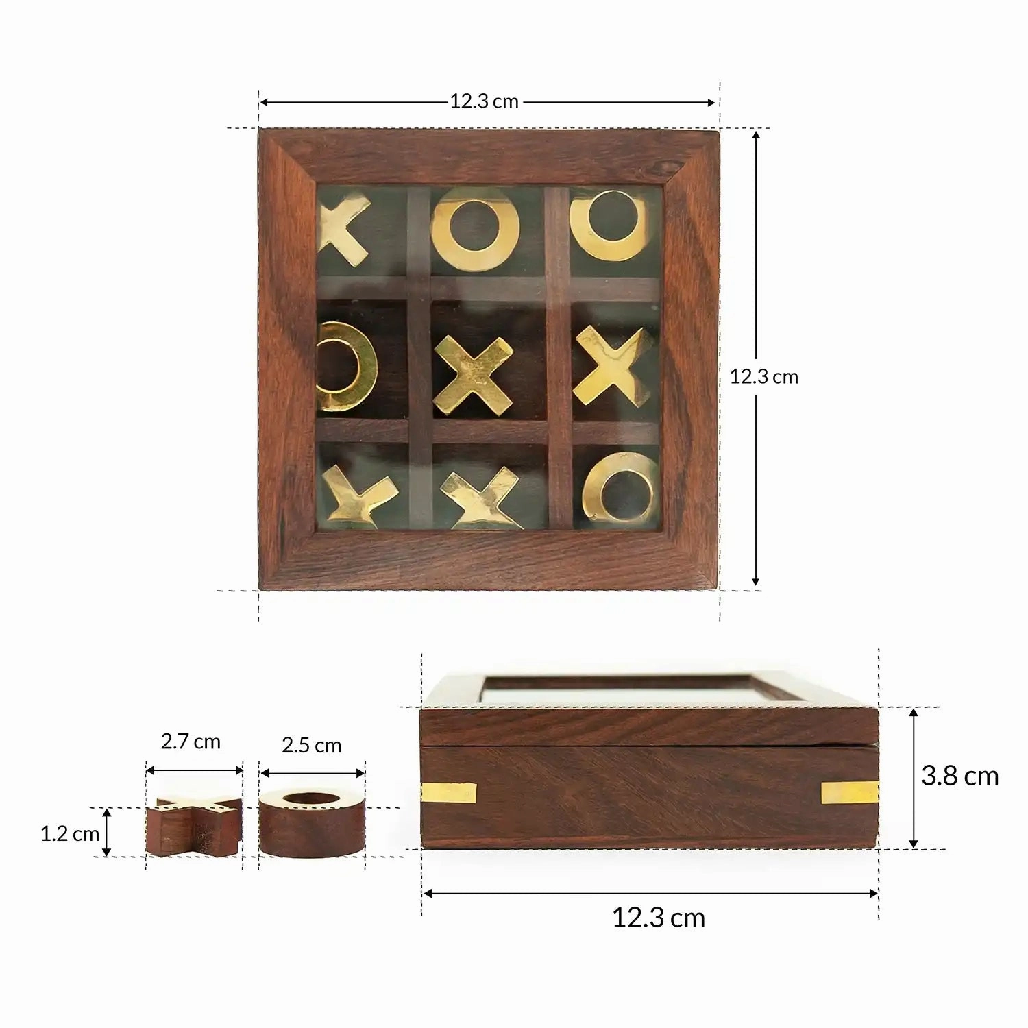 Mittimate Wooden X & O Brain Teaser Game with Lid  Interactive 2-Player Board Game for Kids (6 ) | Fun Indoor & Outdoor Play