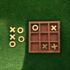 Mittimate Wooden X & O Brain Teaser  Interactive 2-Player Board Game for Kids (6 ) | Fun & Engaging Indoor-Outdoor Play