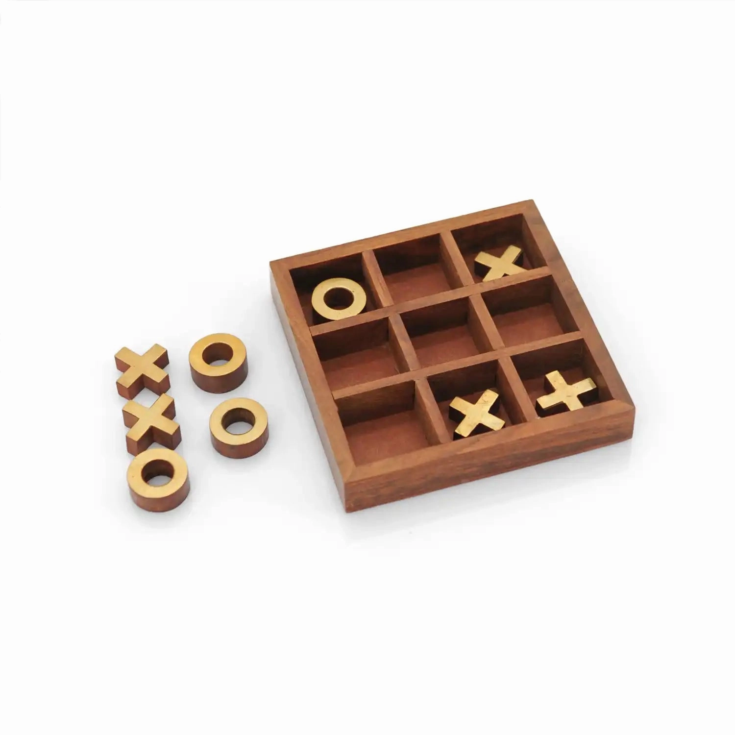 Mittimate Wooden X & O Brain Teaser  Interactive 2-Player Board Game for Kids (6 ) | Fun & Engaging Indoor-Outdoor Play