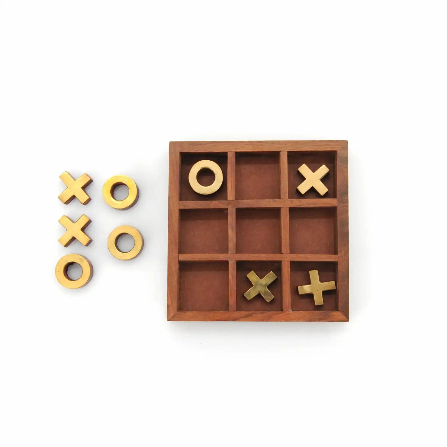 Mittimate Wooden X & O Brain Teaser  Interactive 2-Player Board Game for Kids (6 ) | Fun & Engaging Indoor-Outdoor Play