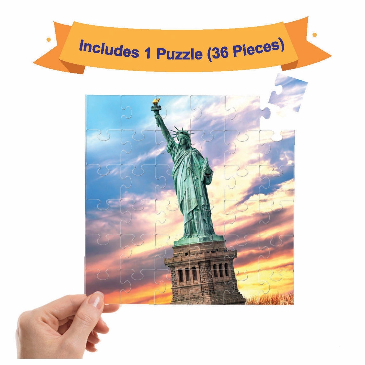 Mittimate World Statue of Liberty Jigsaw Puzzle  36-Piece Cardboard Puzzle for Kids (Ages 4-6) | Fun, Learning & Perfect Birthday Gift