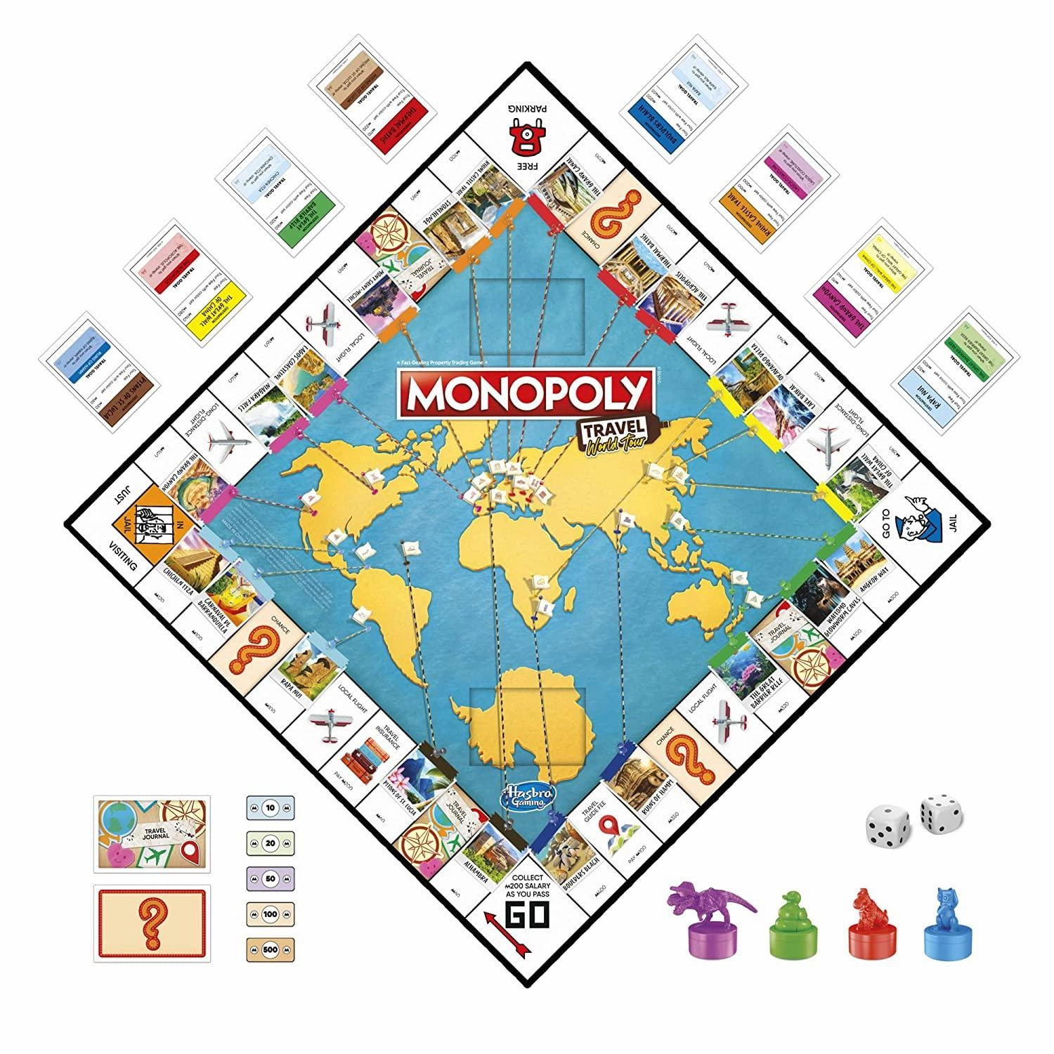 Monopoly Travel World Tour Family Board Game for Ages 8 and Up