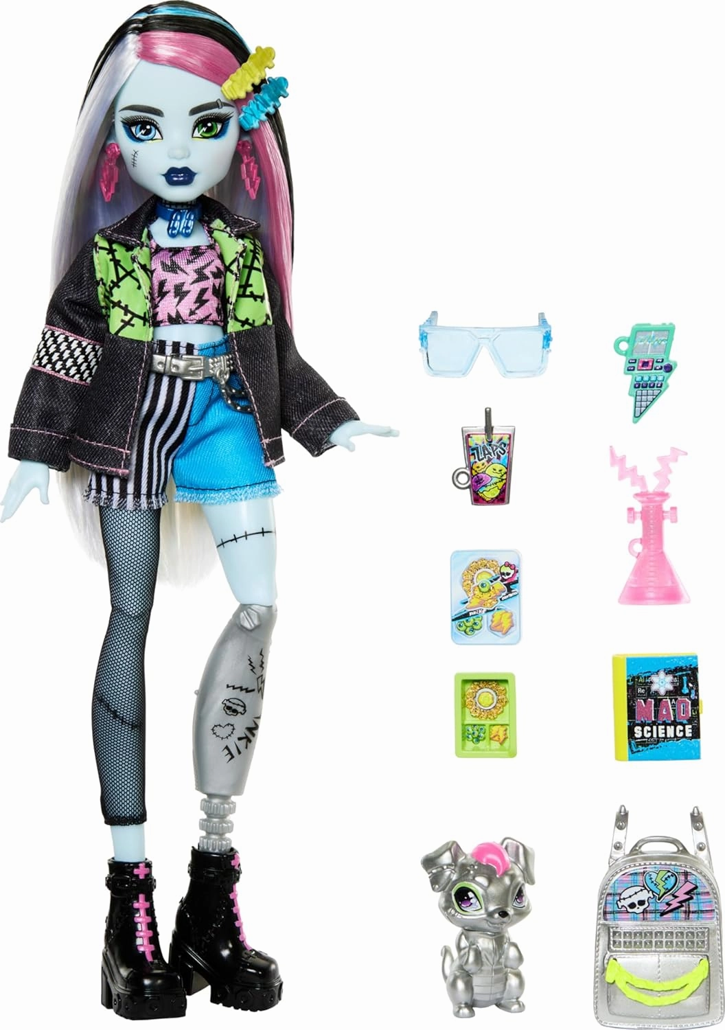Monster High Frankie Stein Doll with Watzie Pet with Accessories for Kids Ages 4 