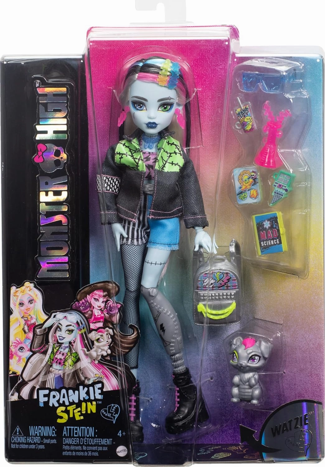 Monster High Frankie Stein Doll with Watzie Pet with Accessories for Kids Ages 4 
